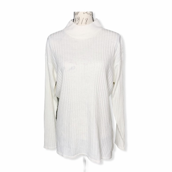 Plush Ivory Ribbed Mock Turtleneck Sweater - Picture 1 of 6